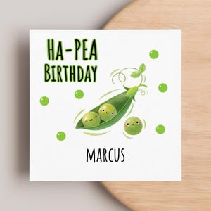 Carte personnalisée drôle d'anniversaire de pois, pois dans une cosse, carte drôle de légume, carte de joyeux anniversaire, pour lui, pour elle, carte d'anniversaire mignonne
