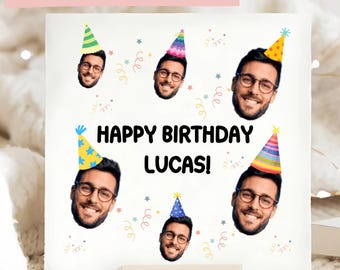 Funny Custom Photo Heads Birthday Card, Humour Card, Add Own Photo, Birthday Card, For Him, For Her, Personalised Card, Image Photo Upload