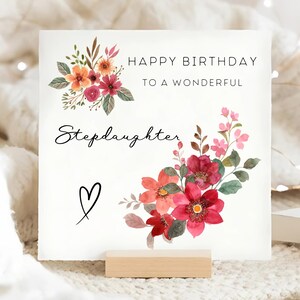 Stepdaughter Floral Birthday Card, Special Daughter Birthday Card, Wonderful Stepdaughter Birthday, Flower Birthday Card, For Her