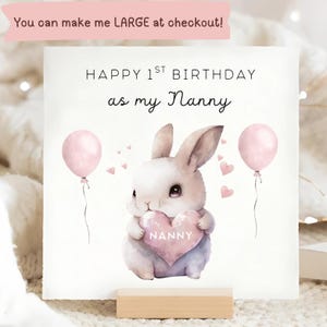 Carte de premier anniversaire en tant que nounou, carte d'anniversaire personnalisée pour nounou, 1er anniversaire en cadeau de nounou, de votre petite-fille, nouveau cadeau de nounou