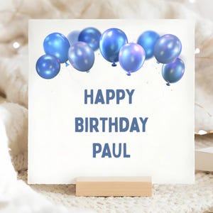 Carte d'anniversaire personnalisée homme ballon bleu, carte de joyeux anniversaire compagnon, pour son anniversaire, fils, oncle, frère, ami, collègue, compagnon