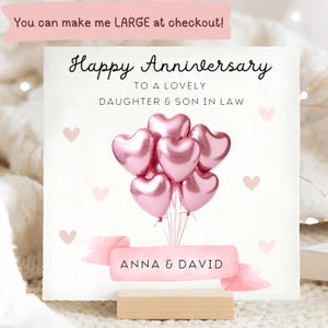 Daughter & Son In Law Happy Anniversary Card, Personalised Daughter and Husband Anniversary Card, Daughter Wedding Anniversary