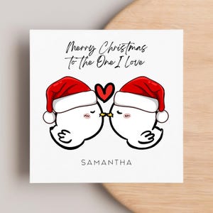 Personalised &#39;One I Love&#39; Christmas Card, Bird Kissing Card, Festive Card, Husband, Wife, Girlfriend, Boyfriend, Partner, Love Birds Card
