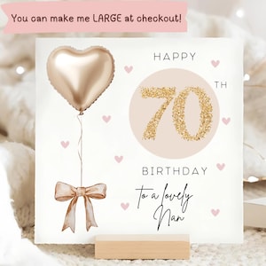 Nan 70th Gold & Beige Birthday Card, Personalised Nanny 70th Card, Nanna Is Seventy Card, Nan Seventieth Birthday Card, Grandma Is 70