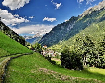 Digital Print Download | Switzerland | Wassen | mountains | Forest | Alps | snow | Rocks | Photo | Digital Photo | View | Alpine pass