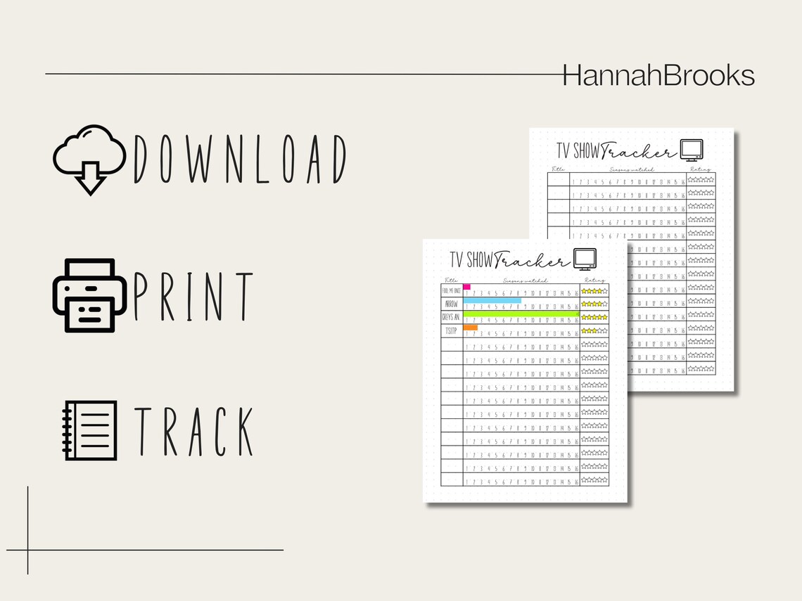 TV Show Tracker, Printable Bullet Journal TV Show Tracker - Etsy