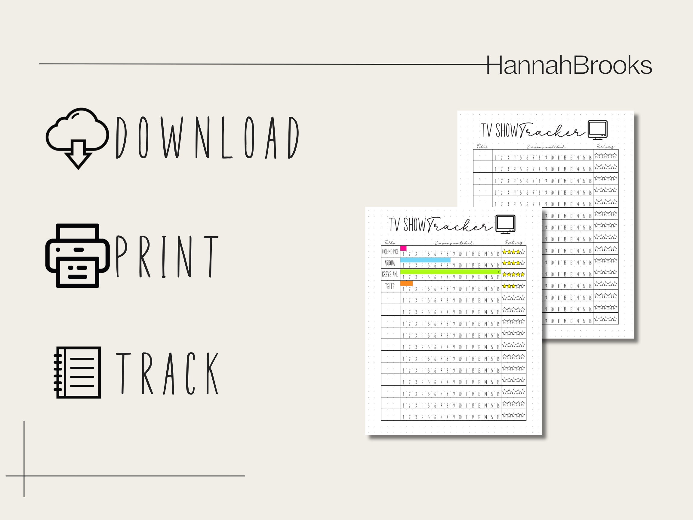 TV Show Tracker, Printable Bullet Journal TV Show Tracker - Etsy