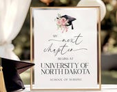 Graduation Printable Sign, My Next Chapter Begins At, My Next Chapter Starts At, Personalized Graduation Decoration, Floral Graduation Sign