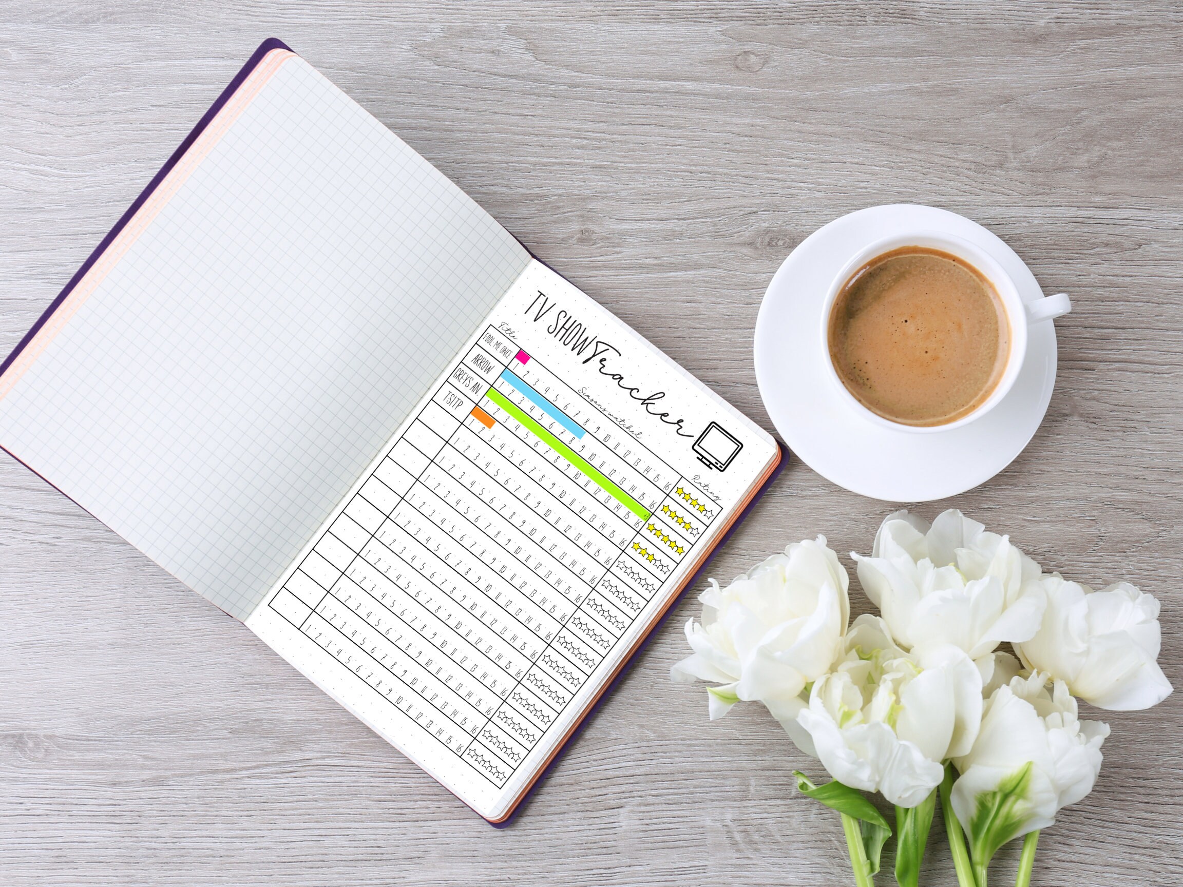 TV Show Tracker, Printable Bullet Journal TV Show Tracker - Etsy