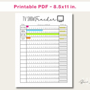 TV Show Tracker, Printable Bullet Journal TV Show Tracker - Etsy