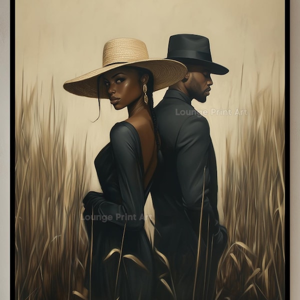 Black Love Art Print: African American Couple Portrait, Prints or Ready to Hang Canvas