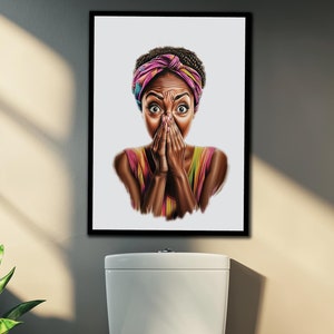 Funny Black Bathroom art, African American toilet wall art, Black Woman, Black Girl art  African art, Funny Bathroom Art, black art