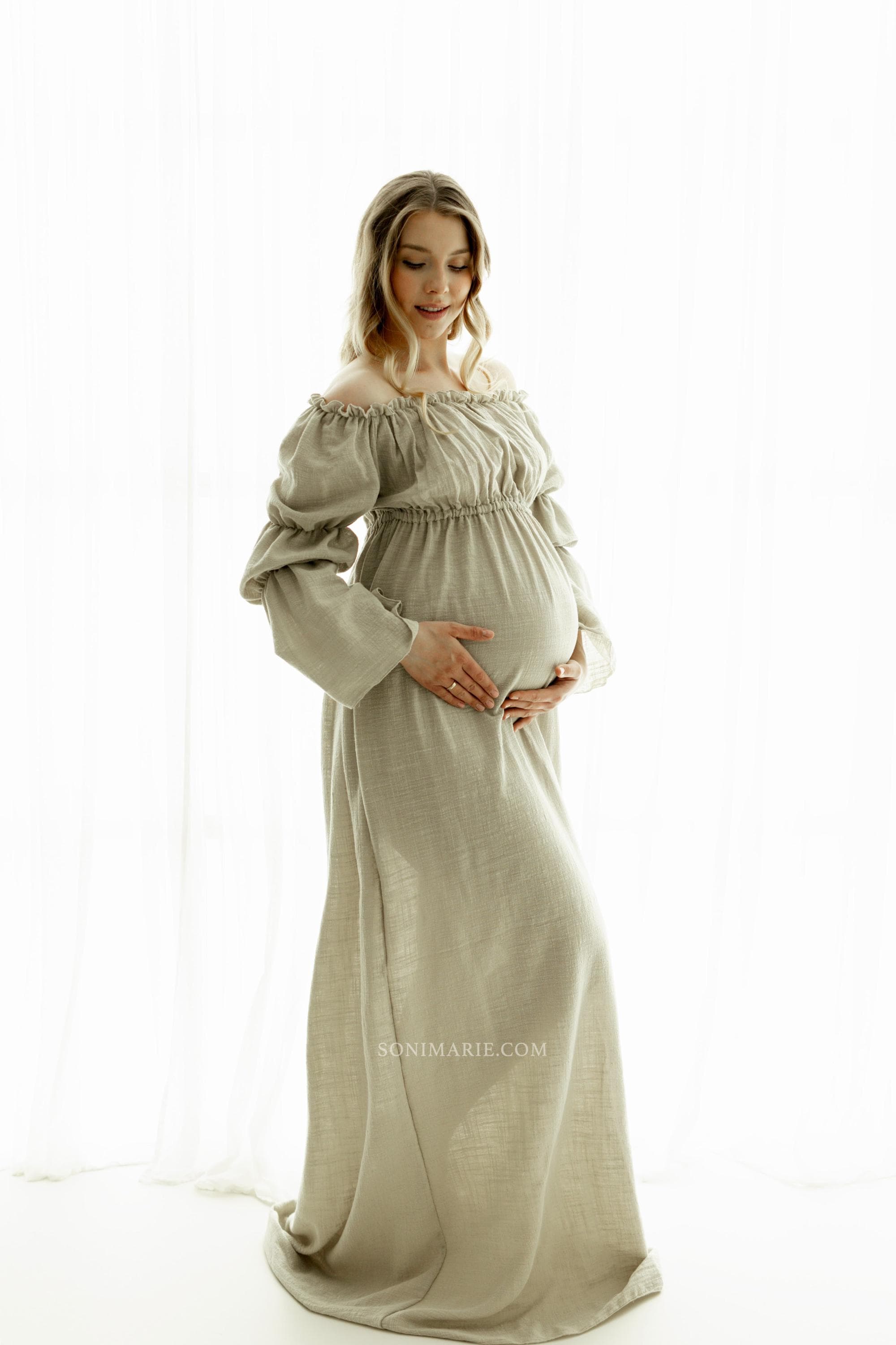 Sage Green Maternity Gown - Etsy
