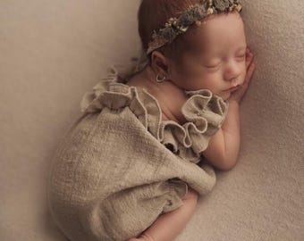 Natural Cotton Frill Onesie For Photography Props And Baby Girl Gift Set