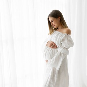 Ivory Linen Dress | Maternity Dress | Pregnancy Photo | Maternity Photoshoot Dress | Pregnancy Fashion | Photo Props