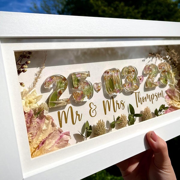 Flower Preservation Date or Name Frame