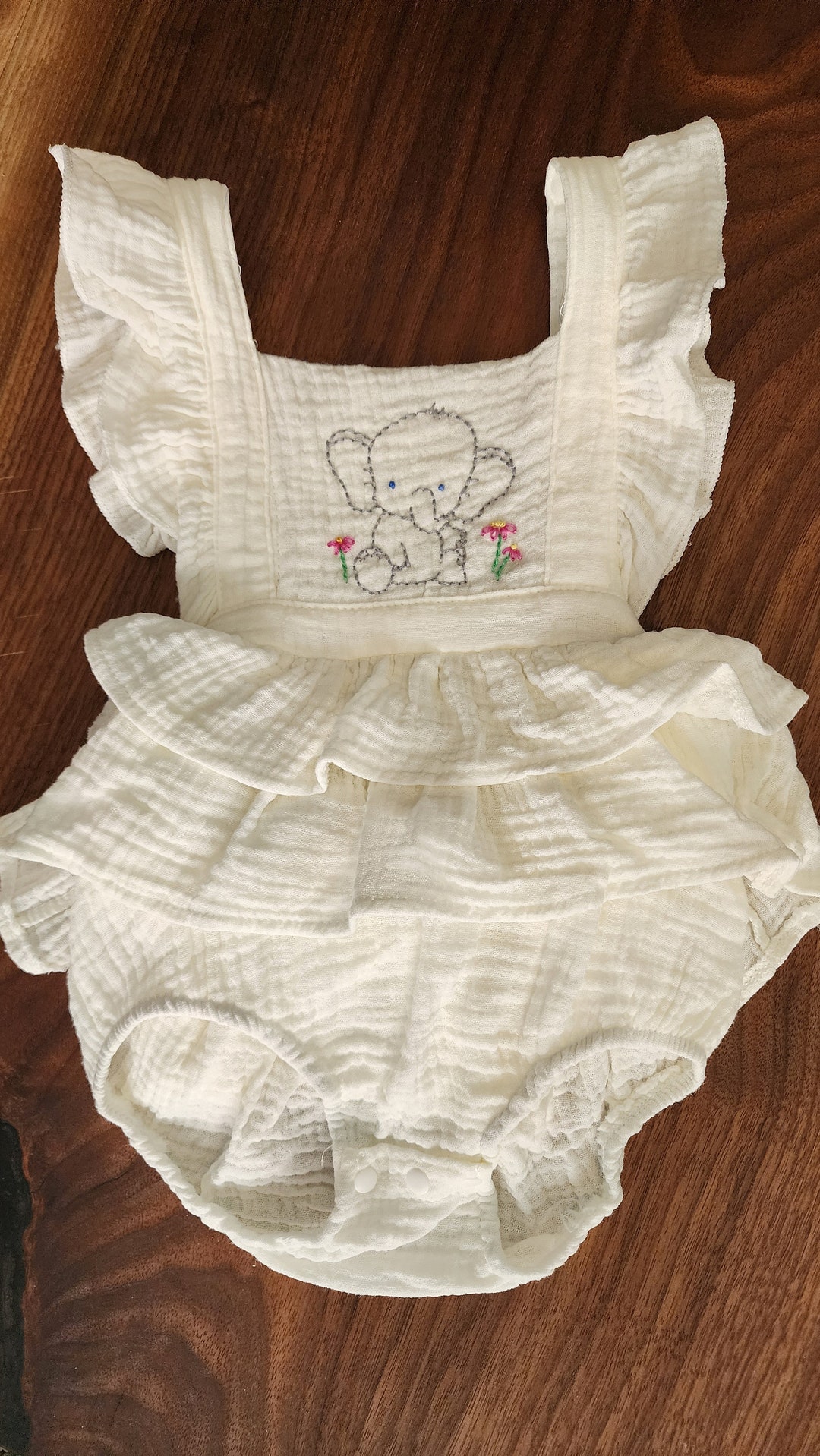 Two Piece Baby Romper With Hat Cartoon Elephant Embroidery main image 1