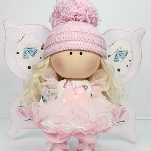 Handmade textile doll Tilda. Handmade doll. Textile doll. Doll for collectors. Interior doll. Personalized textile doll.Batterfly doll.