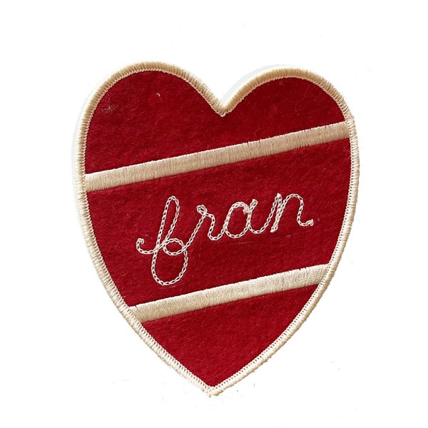 Embroidered Heart Patch, Vintage Chainstitch Embroidery