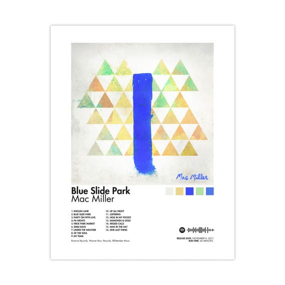 Blue Slide Park Poster | Mac Miller Album Art Print | Hip Hop Wall