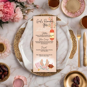 Printable Ramadan Iftar Menu Ramadan Menu DIY Editable Girls Iftar Menu Ramadan Dinner Menu Ramadan party menu Eid Menu Eid Party Menu