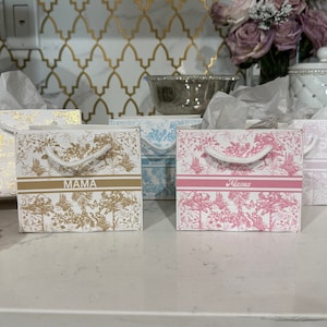 Mini custom french party favors vintage partyfavors custom toile de jouy favor bags bridesmaid proposal bags custom party favors gold favors
