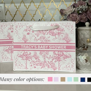 Regalos de fiesta franceses personalizados de tamaño mediano, regalos de fiesta vintage, bolsas de regalo personalizadas de toile de jouy, bolsas de propuesta de dama de honor, regalos de fiesta personalizados