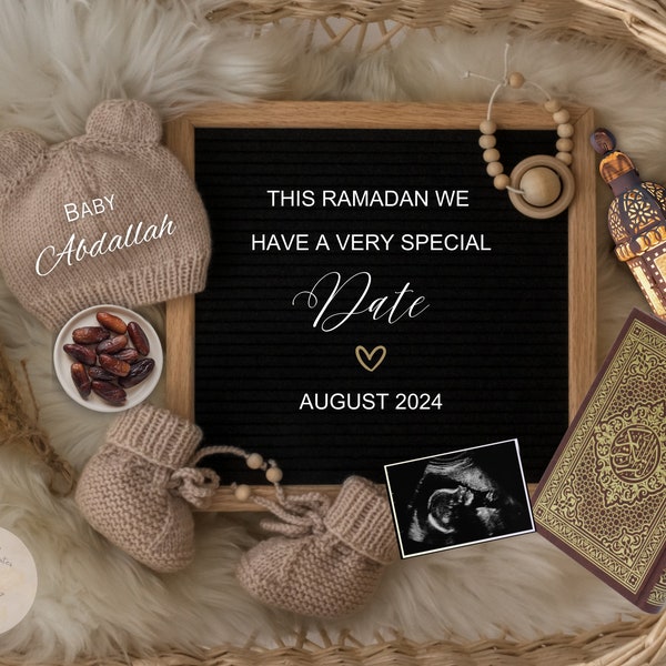 Arabic Pregnancy Announcement Digital, Muslim Ramadan Pregnancy Announcement, islamic Pregnancy Announcement religious baby announcement
