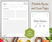Printable Recipe Pages, Recipe Book Template, Recipe Binder Sheets, Family Cookbook Printable, Digital Download, Cookbook, Recipe Binder Kit