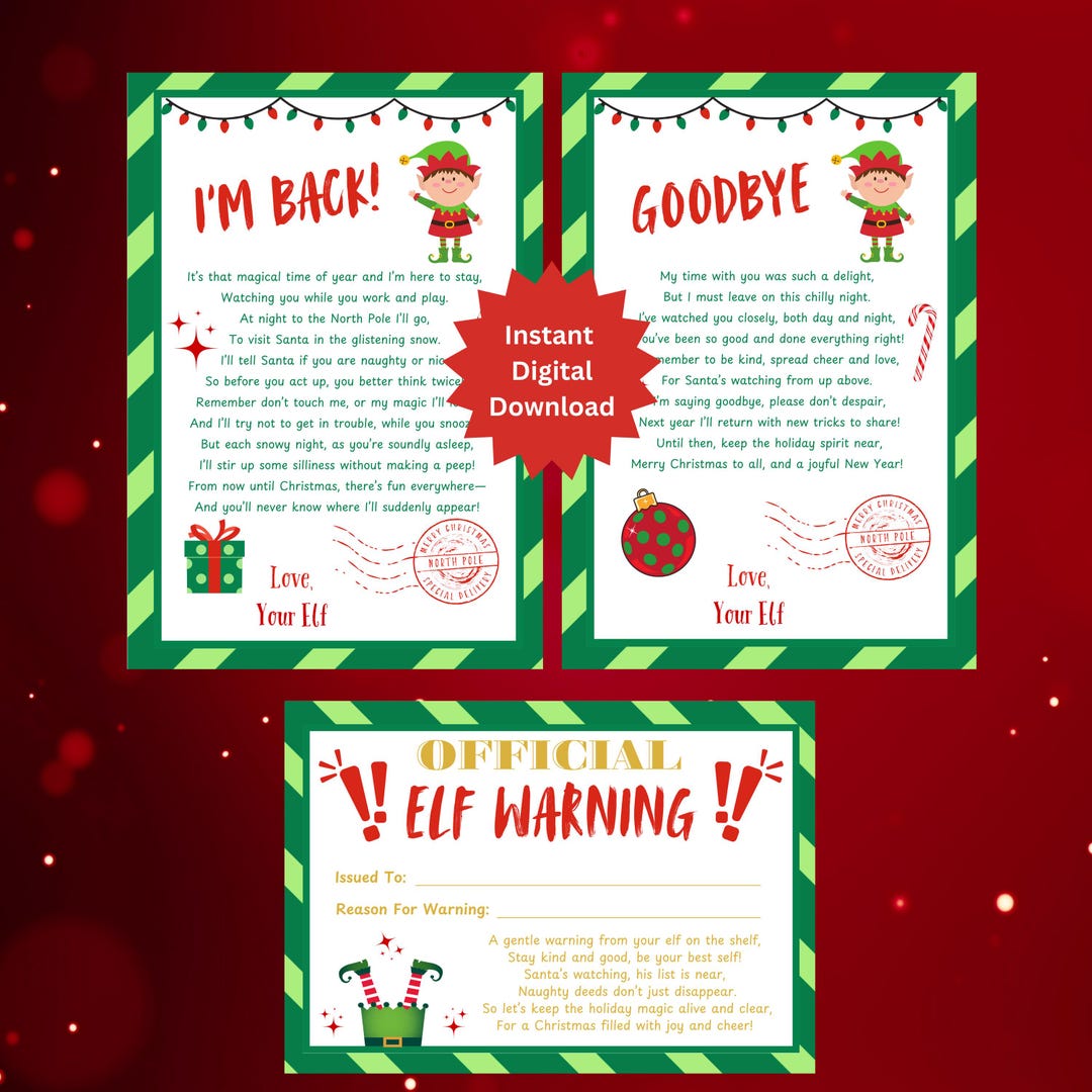 Elf Letter, Santas Helper, Elf Warning Note, Christmas, Goodbye Elf ...