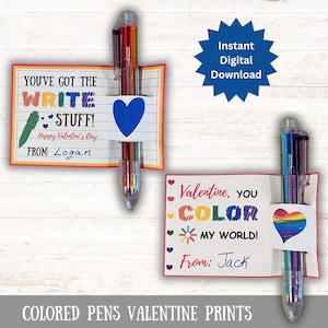 Farbstift Valentinskarte, Kinder Valentinstag, Schule Valentinstag, Du hast das Schreibzeug, Du färbst meine Welt, Pendelstift, printable, Download