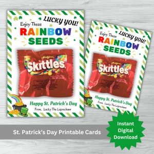 St. Patricks Day Geschenk, Regenbogen Samen Karte, Kegeln, Süßigkeiten Halter für Kinder Lehrer oder Freunde, Kobold Geschenke, digitaler Download