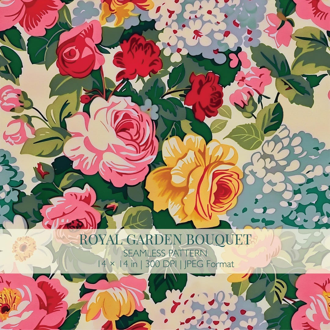 Royal Rose Garden Seamless Pattern – Vintage Floral Botanical Print ...