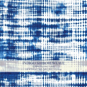 Indigo Shibori vävt sömlöst mönster – handfärgad japansk textildesign (digital nedladdning)