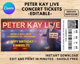 Peter Kay Ticket, Print at Home Peter Kay Customizable Ticket, Gift Ticket, Canva Editable Ticket, Editable Peter Kay Live Ticket