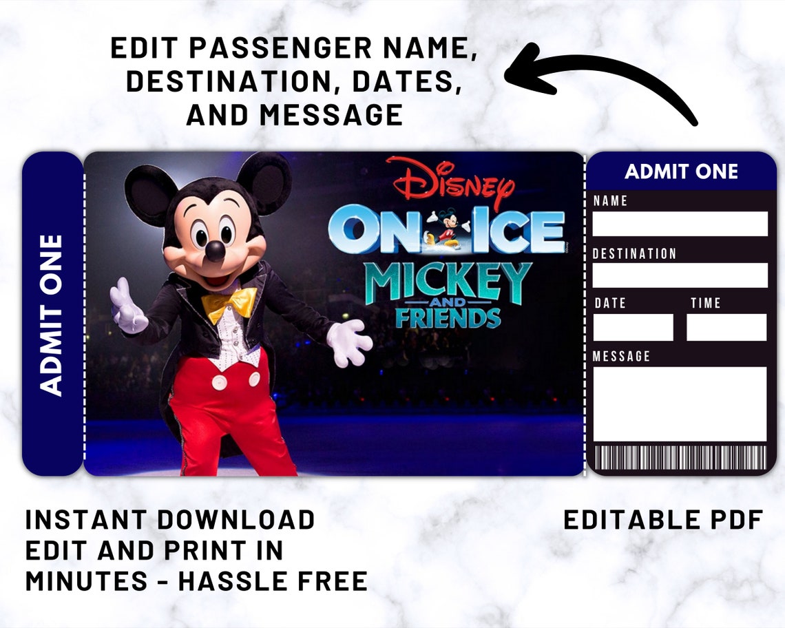 On Ice Printable Ticket, Surprise Reveal Ticket, Into the Magic Ticket ...