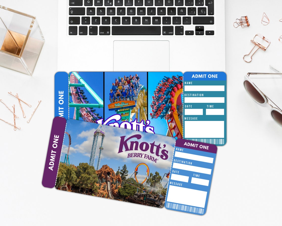 Printable Knotts Berry Farm Ticket, Surprise Trip Gift Ticket