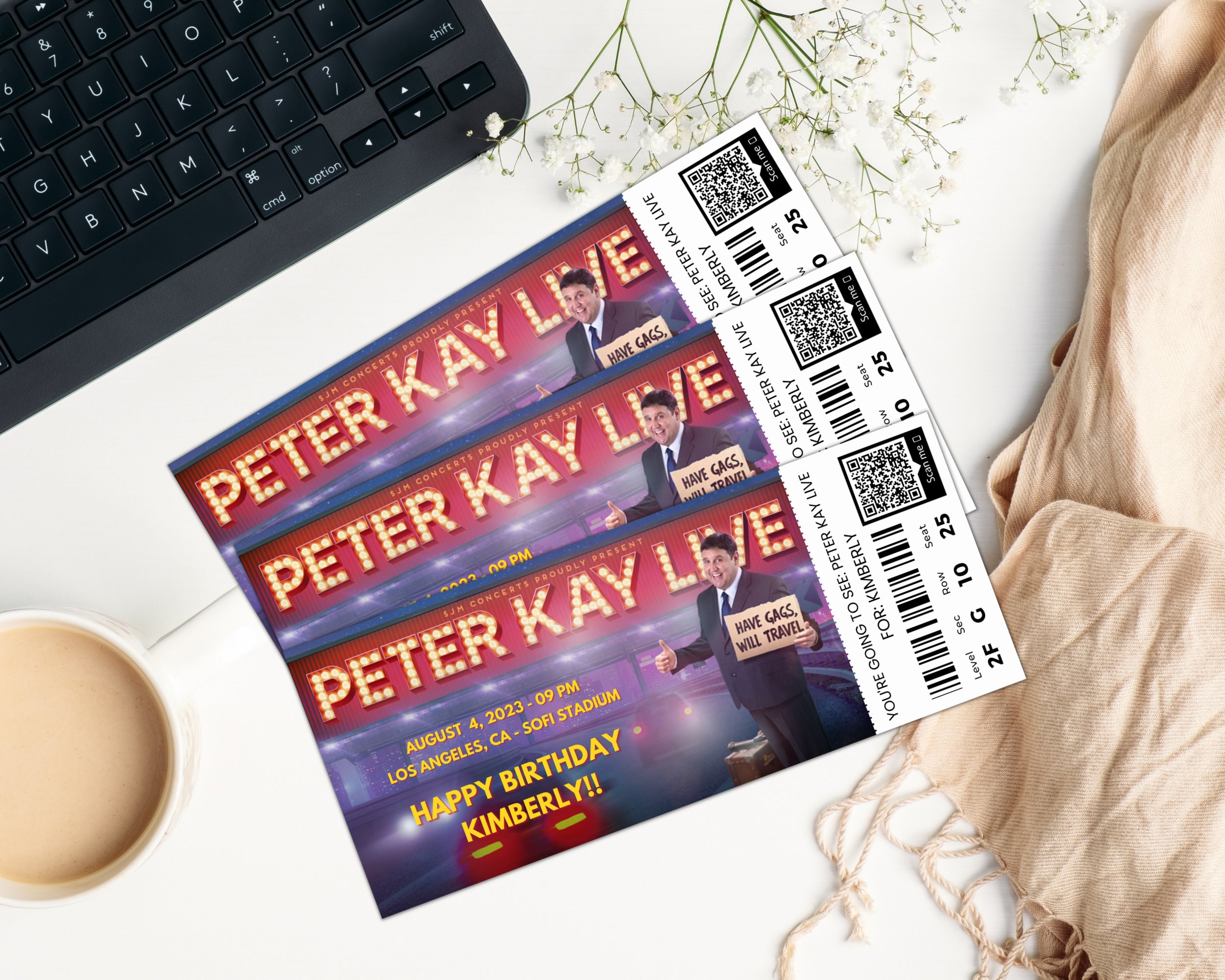 Peter Kay Ticket, Print at Home Peter Kay Customizable Ticket, Gift Ticket, Canva Editable