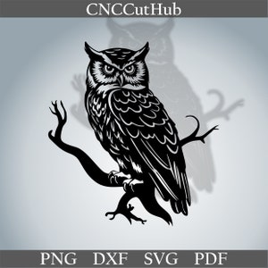 Gufo dxf, file di taglio uccello per laser plasma, decorazioni in metallo cnc, svg per Cricut, modello decalcomania papercut Ritratto gufo cnc sagoma del gufo
