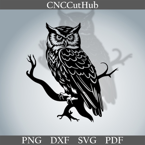 Owl dxf, bird cut file for laser plasma, cnc metal decor, svg for Cricut, decal papercut template Portrait owl cnc owl silhouette