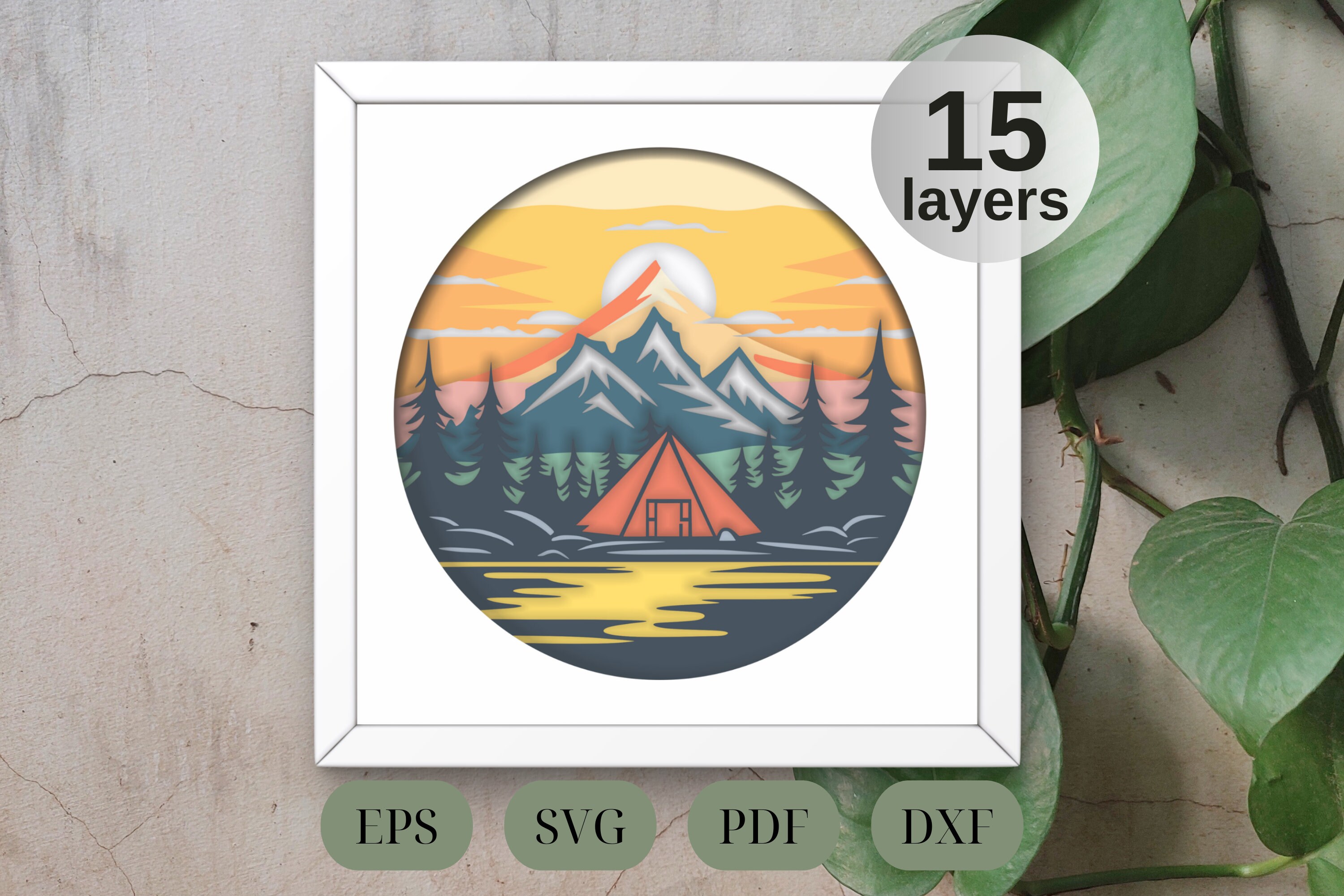 Mountains 3D Shadow Box SVG Templates Wall Decor Cricut Paper Wood Art ...