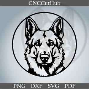Duitse herder dxf, silhouet dieren gesneden bestand voor laserplasma, cnc metalen decor, svg voor Cricut, sticker papercut sjabloon Portret hond cnc