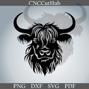 Cowboy dxf vache Highland fichier découpé pour laser dxf plasma cnc décoration murale en métal svg Cricut sticker papercut modèle bois art taureau de rodéo gravé