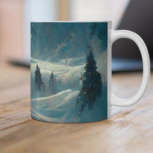 Winter Scene Ceramic Coffee Mug, Cozy Hot Beverage Cup, Gift for Coffee Lovers, Winter Decor, Holiday Gift Idea