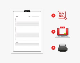 Minimalist Printable ToDo List and Note Template - Simple and Effective Task Management PDF - JPG