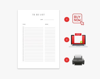 Minimalist Digital ToDo List and Note Template - Simple and Effective To Do Task Management