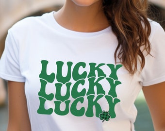 St Patricks Day Lucky Tshirt, Womens St Pattys Day Shirt, Cute Lucky Tee, Irish Crewneck Shirt, Womens St Paddys Day, Shamrock, Cute Gift