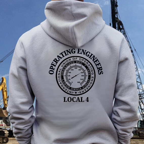 IUOE Local 4 Operating Engineer Hoodie, Hi-vis, Custom Sweatshirt