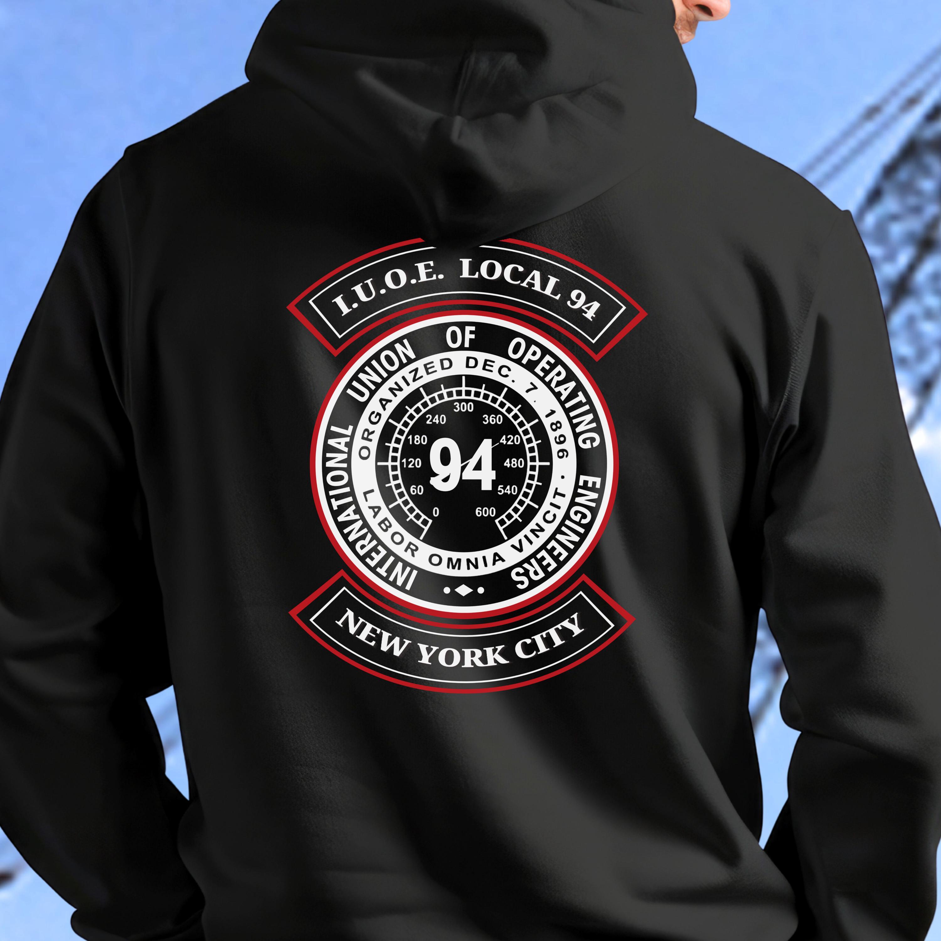 IUOE Local 94 Hoodie, Operating Engineers Hoodie, Front and Back