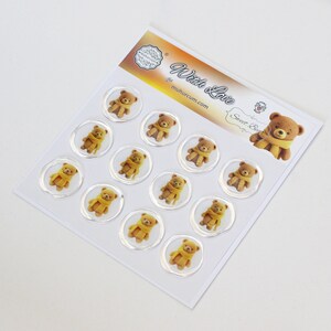 Adesivos de vedação de cera de urso doce, cera de vedação, adesivos de vedação de cera de envelope, selo de cera adesivo, 12 peças, selo de carta